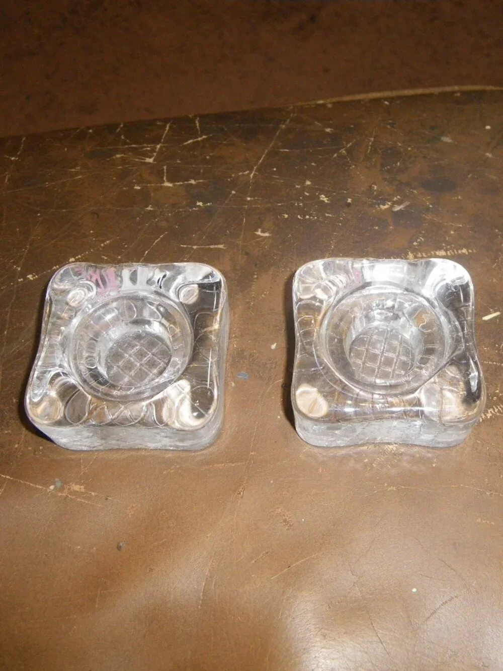 2 Small Ice Cube Style Candle Holders WMF Glas Galerie